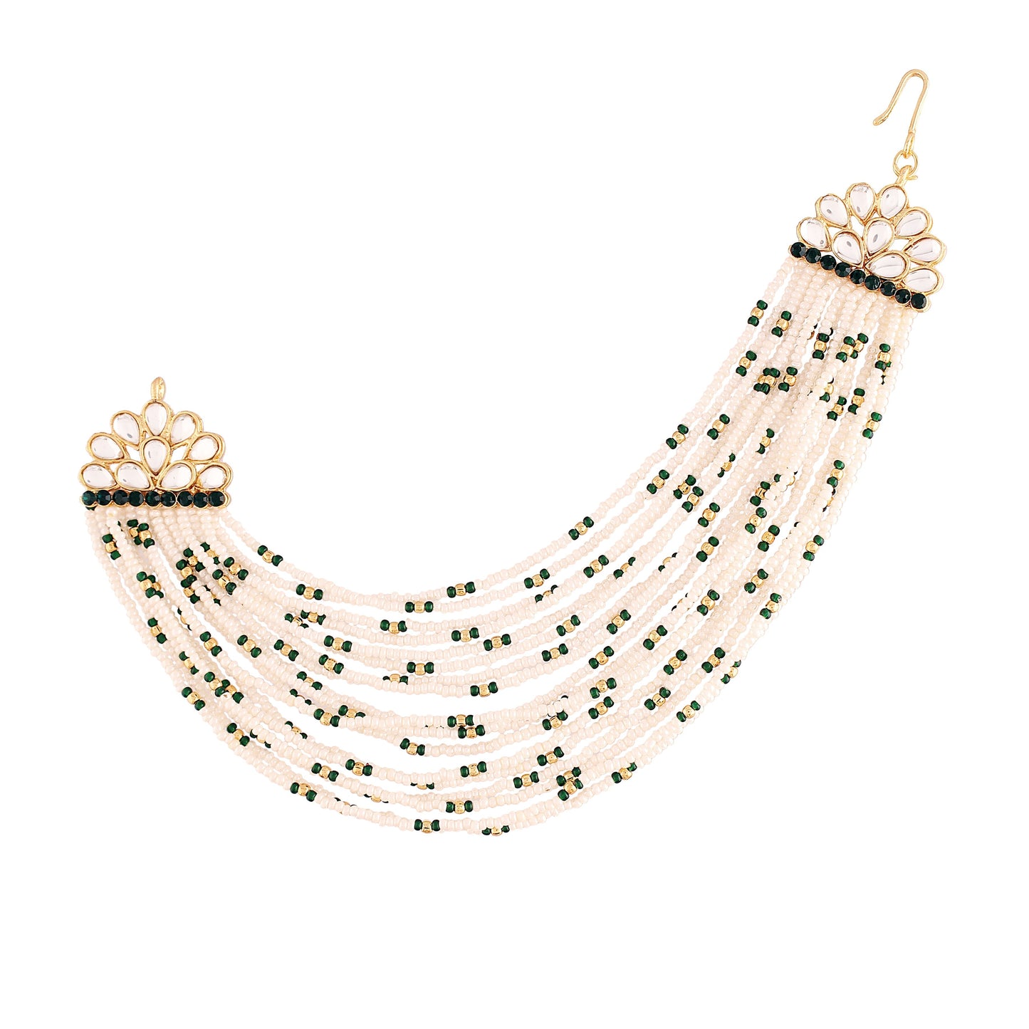 18K Gold Plated Multi Strand Earring with Ear Chain Embellished With Pearl For Women/Girls - Wahe Jewels