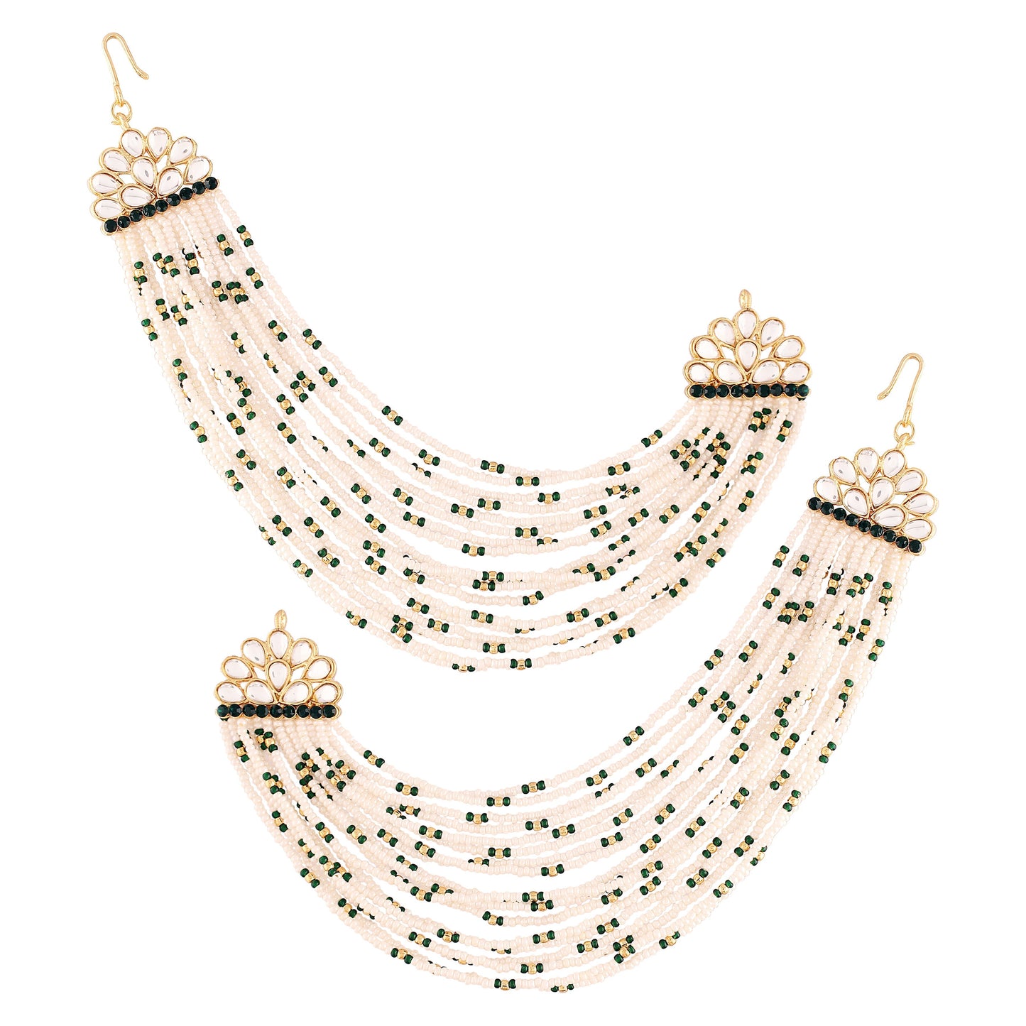 18K Gold Plated Multi Strand Earring with Ear Chain Embellished With Pearl For Women/Girls - Wahe Jewels