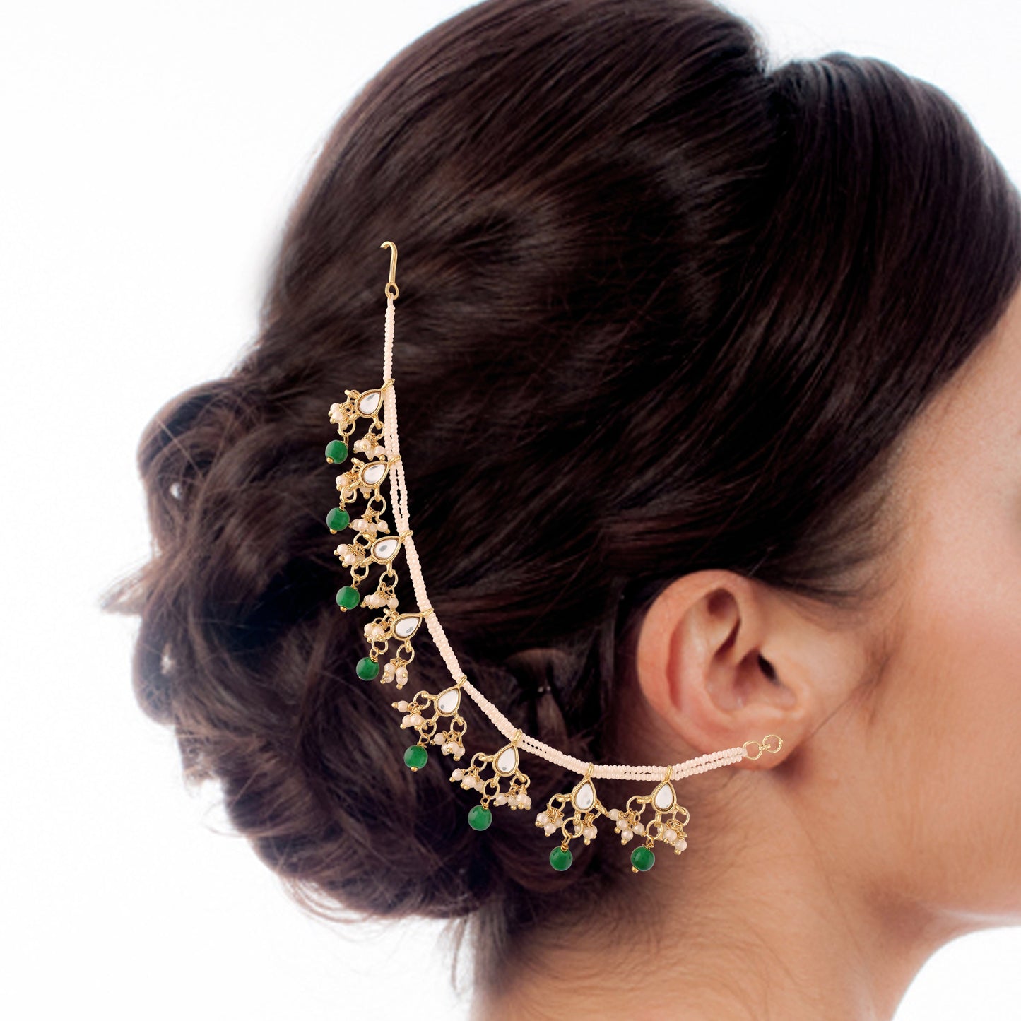 18k Gold Plated Long Pearl Drop Beads Hair Chain Accessories for Women - Wahe Jewels