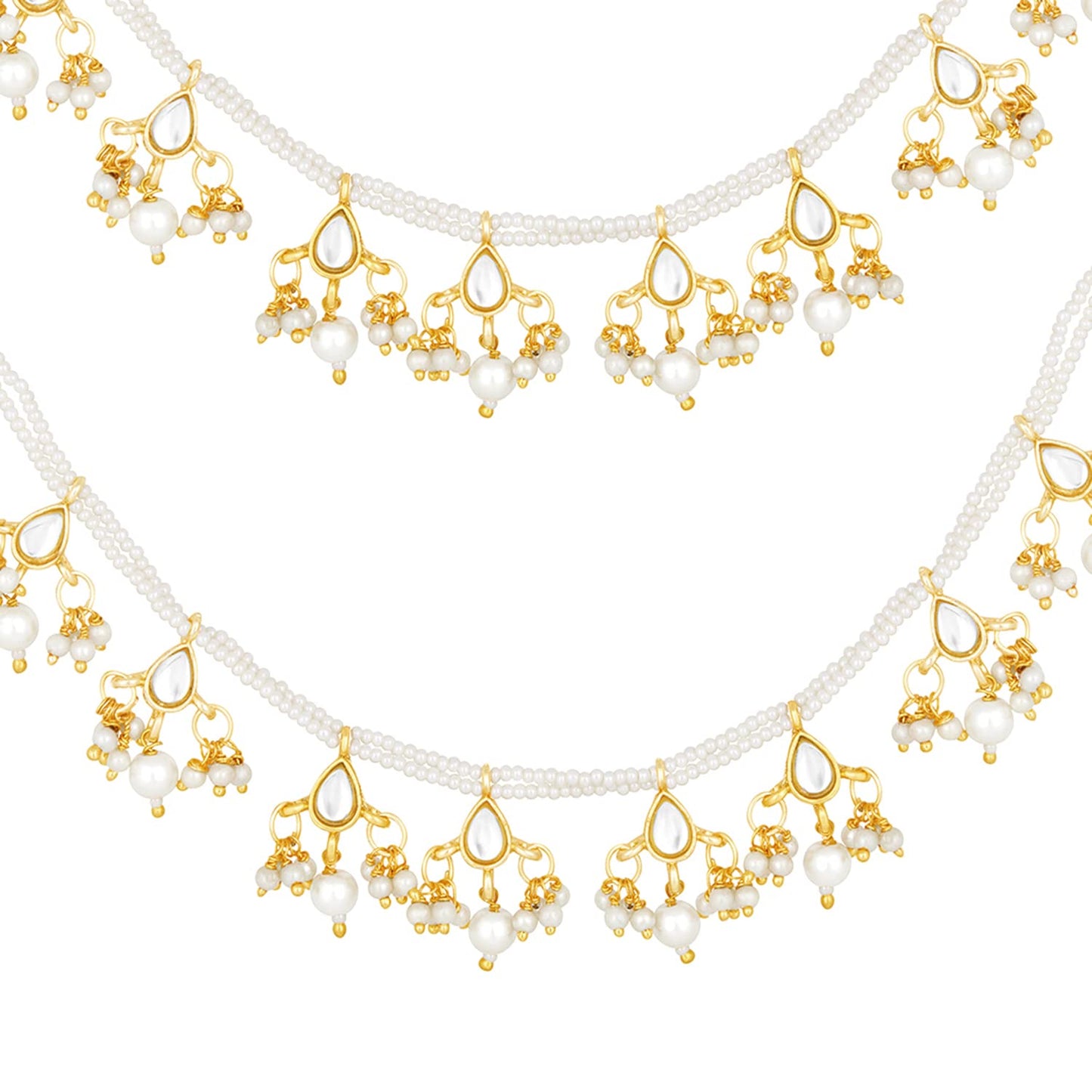 18k Gold Plated Long Pearl Drop Beads Hair Chain Accessories for Women - Wahe Jewels