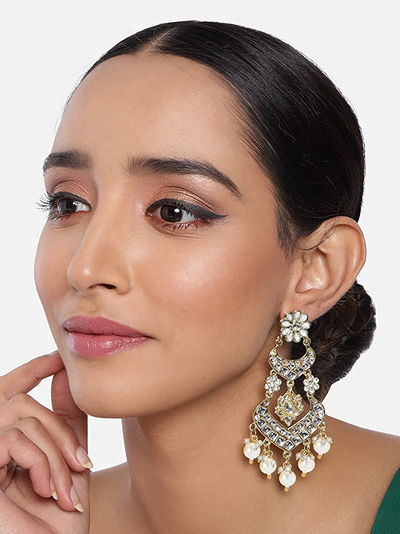 18K Alloy with Pearl Love Drop Earring for Women, White - Wahe Jewels