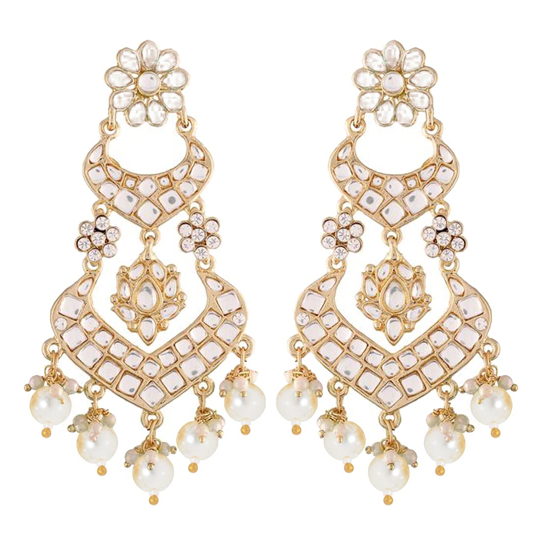 18K Alloy with Pearl Love Drop Earring for Women, White - Wahe Jewels