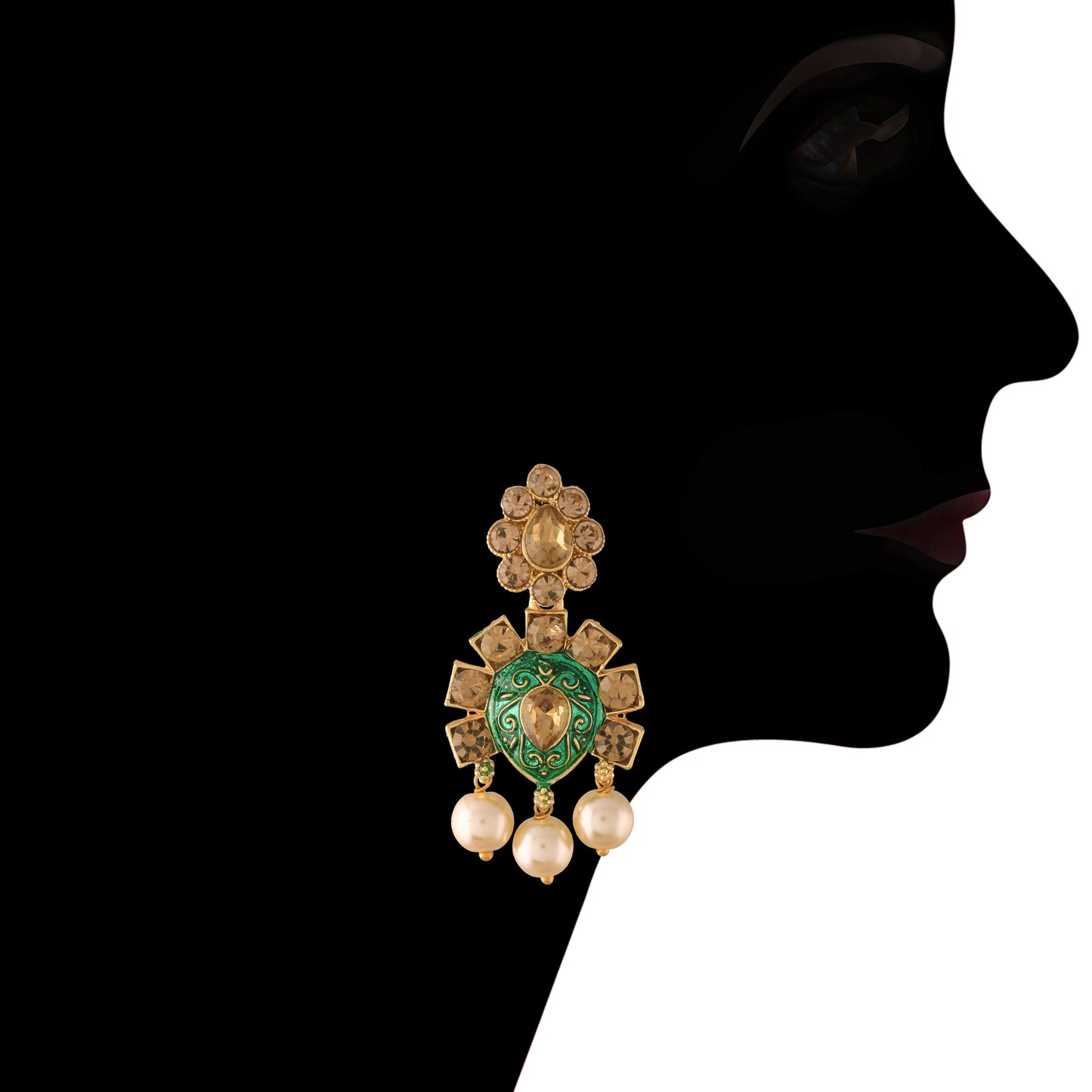 18k Gold Plated Green Meenakari Choker Set Glided With Pearls For Women/Girls - Wahe Jewels