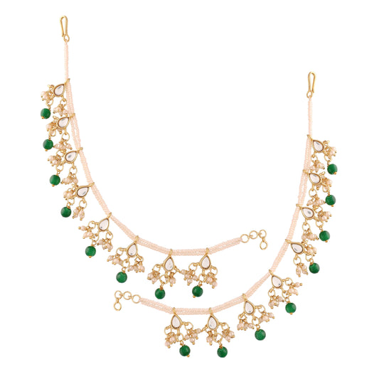 18k Gold Plated Long Pearl Drop Beads Hair Chain Accessories for Women - Wahe Jewels