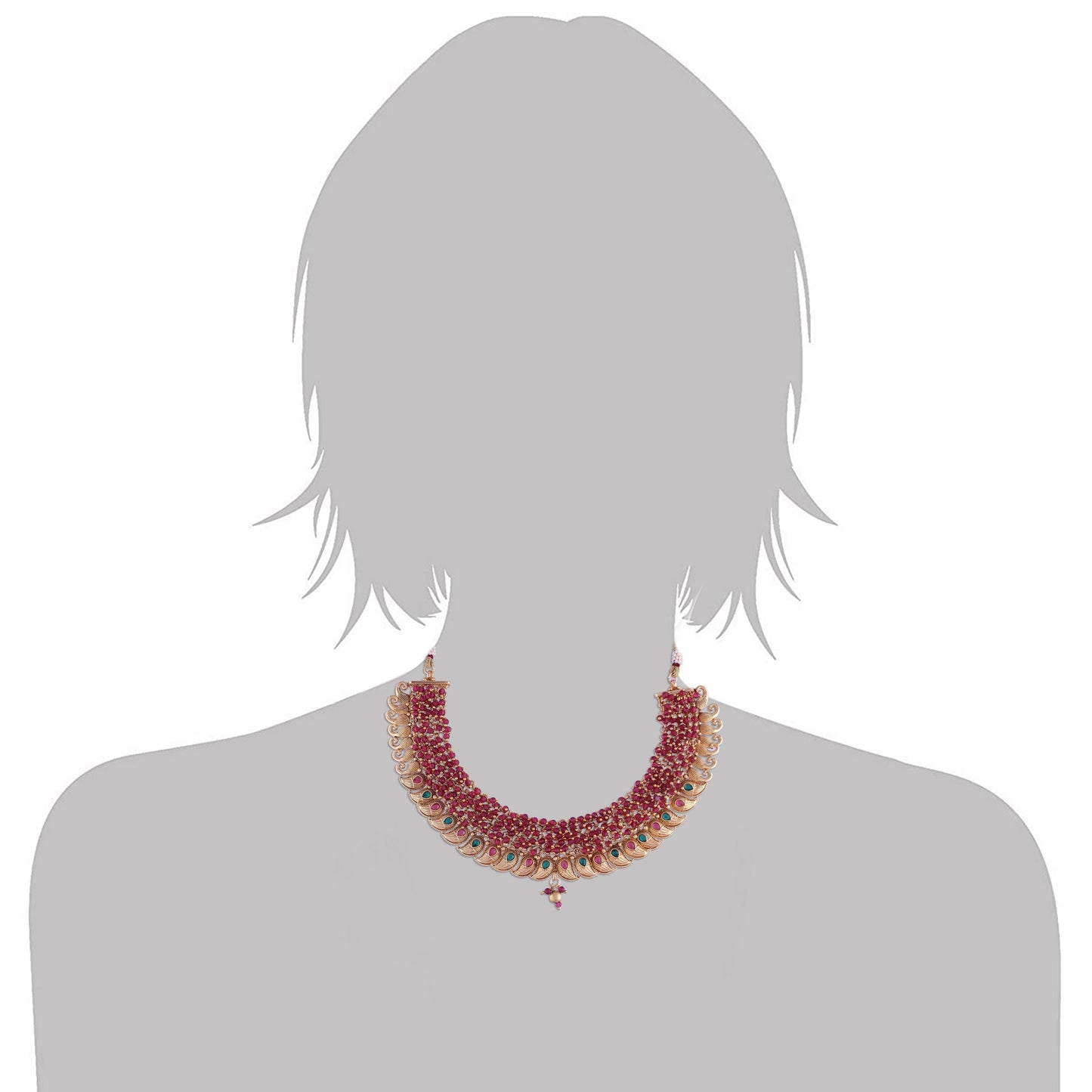 18K Gold Plated Brass Pearl Choker Necklace With Earrings for Women/Girls - Wahe Jewels